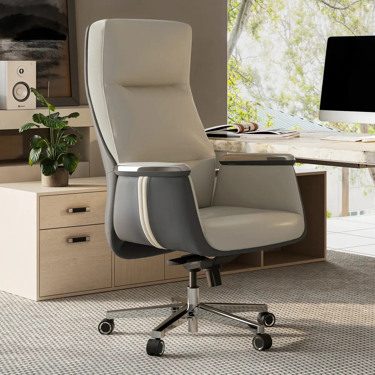 Eureka Royal II, Silicone & Leather Executive Ergonomic Office Chair