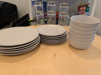 IKEA 24-Piece White Dining Set — Plates, Bowls & Glasses