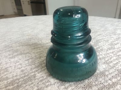 Vintage Hemmingray-40 Teal Glass Insulator - Patented May 2 1893 Antique Telegraph/Power Line