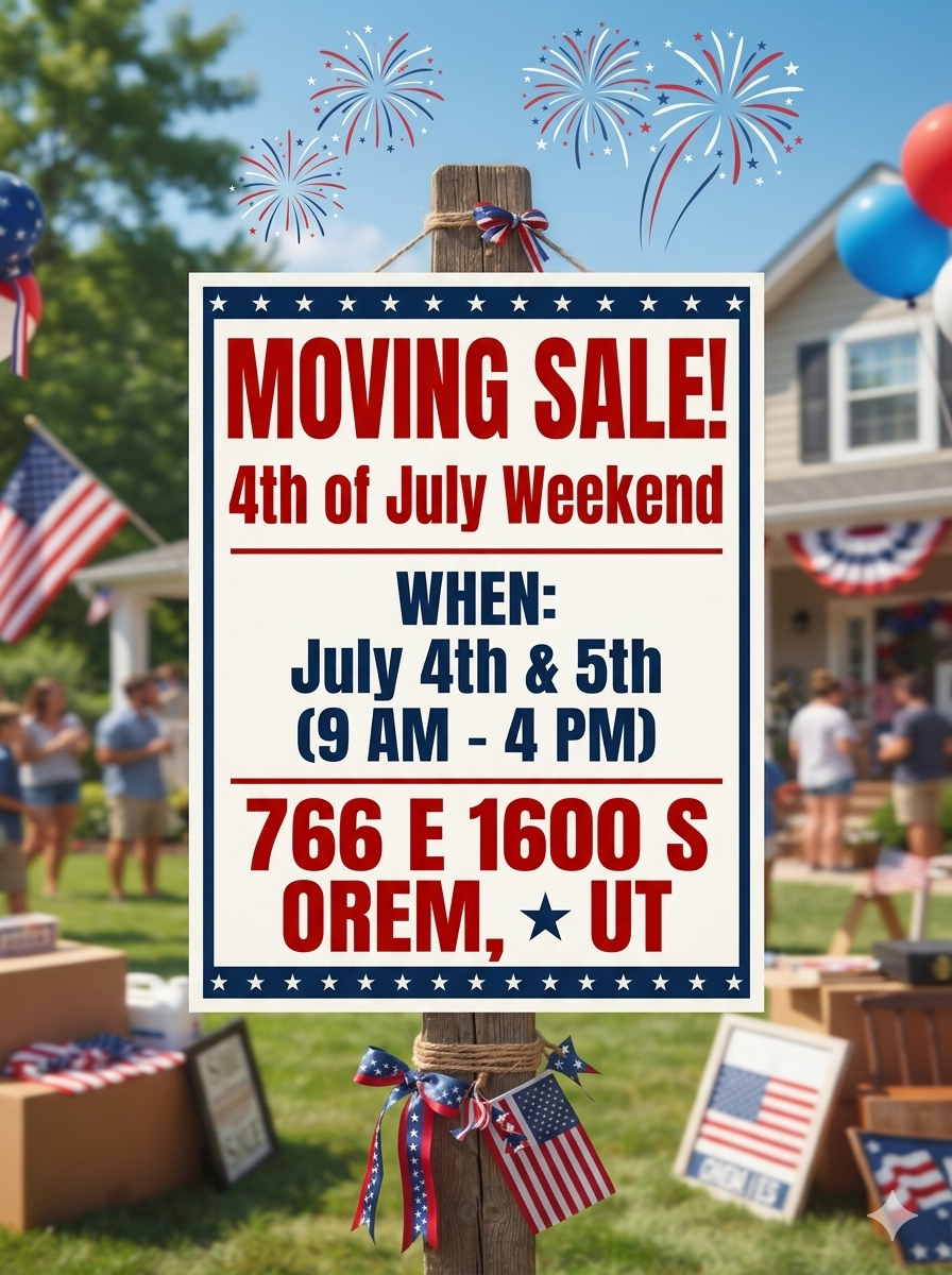 4th and 5th of July Moving Sale!! Everything must go!