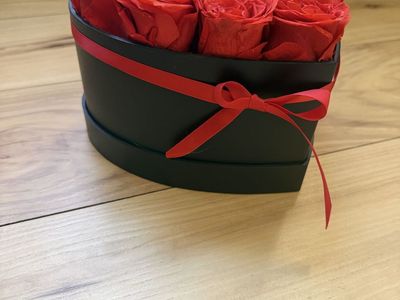Everlasting Red Roses in Heart-Shaped Box - Preserved Floral Arrangement