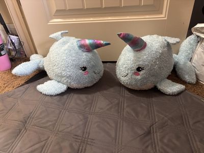 Set of 2 Blue Narwhal Unicorn Plush Stuffed Animals Soft Toy