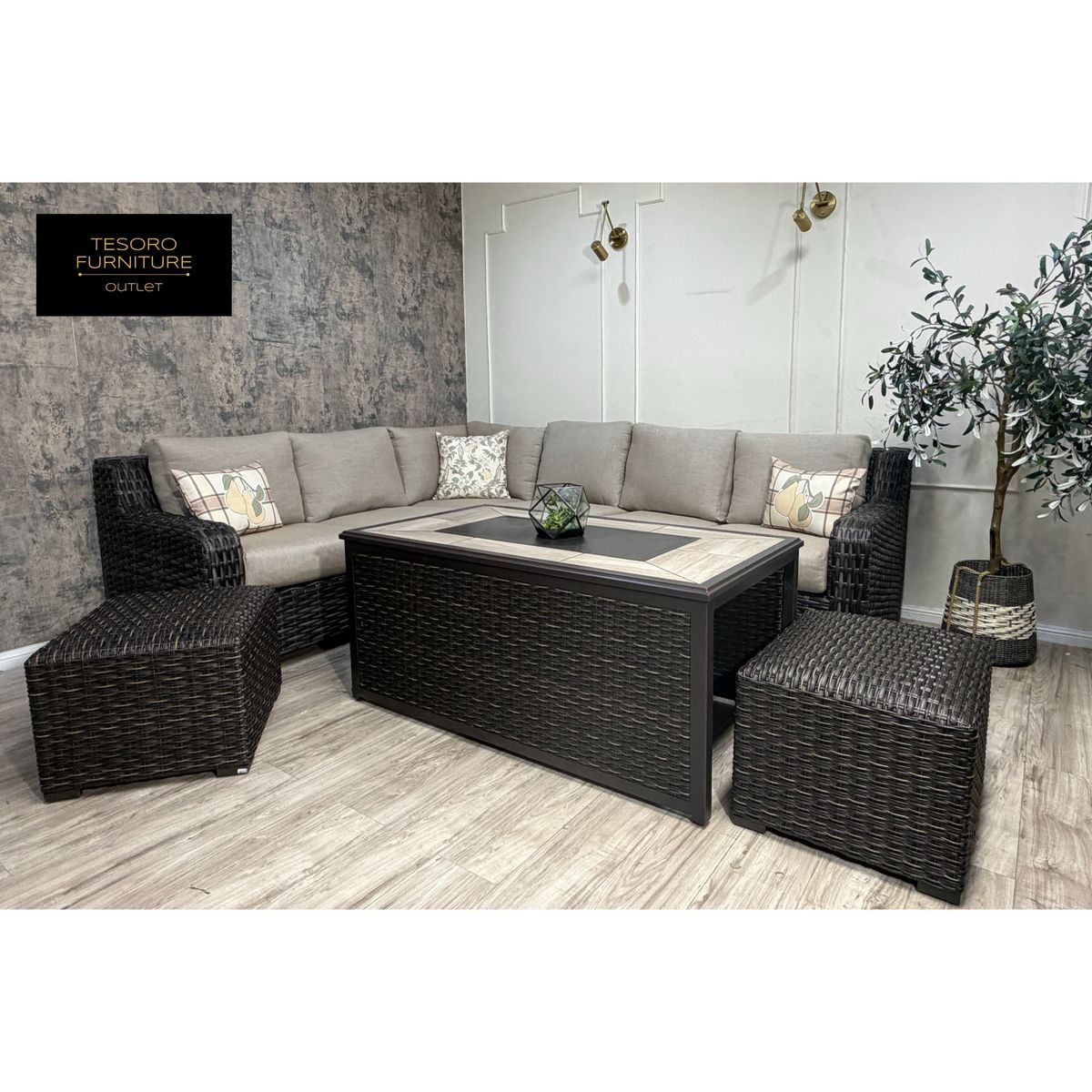 NEW PATIO SECTIONAL AND FIRE PIT WE OFFER DELIVERY