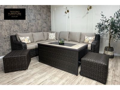 NEW PATIO SECTIONAL AND FIRE PIT WE OFFER DELIVERY