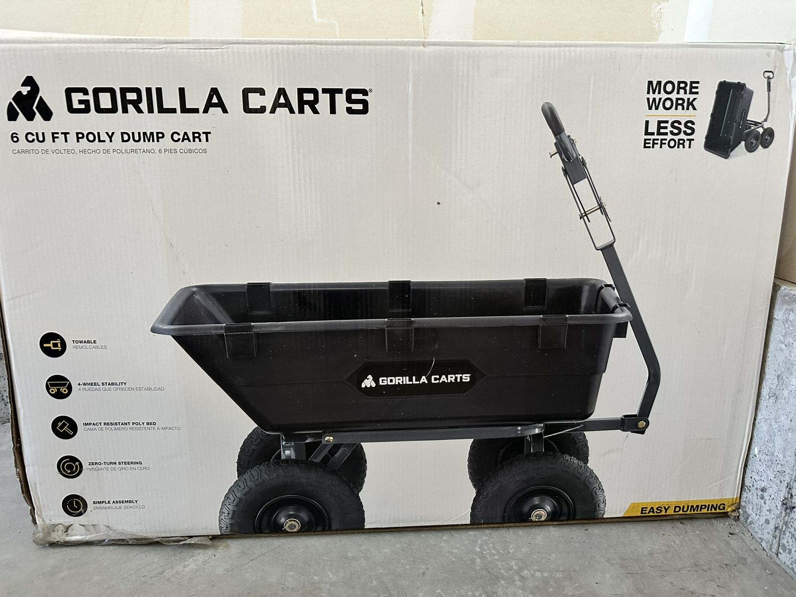 Gorilla Carts | 6 cu ft Heavy-Duty Poly Dump Cart | 1200 lb Capacity | Yard Work | Hauling | Landscaping Projects
