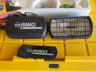 RING 166 Car Fog Driving Lights with Covers, Vintage Automotive Lamps