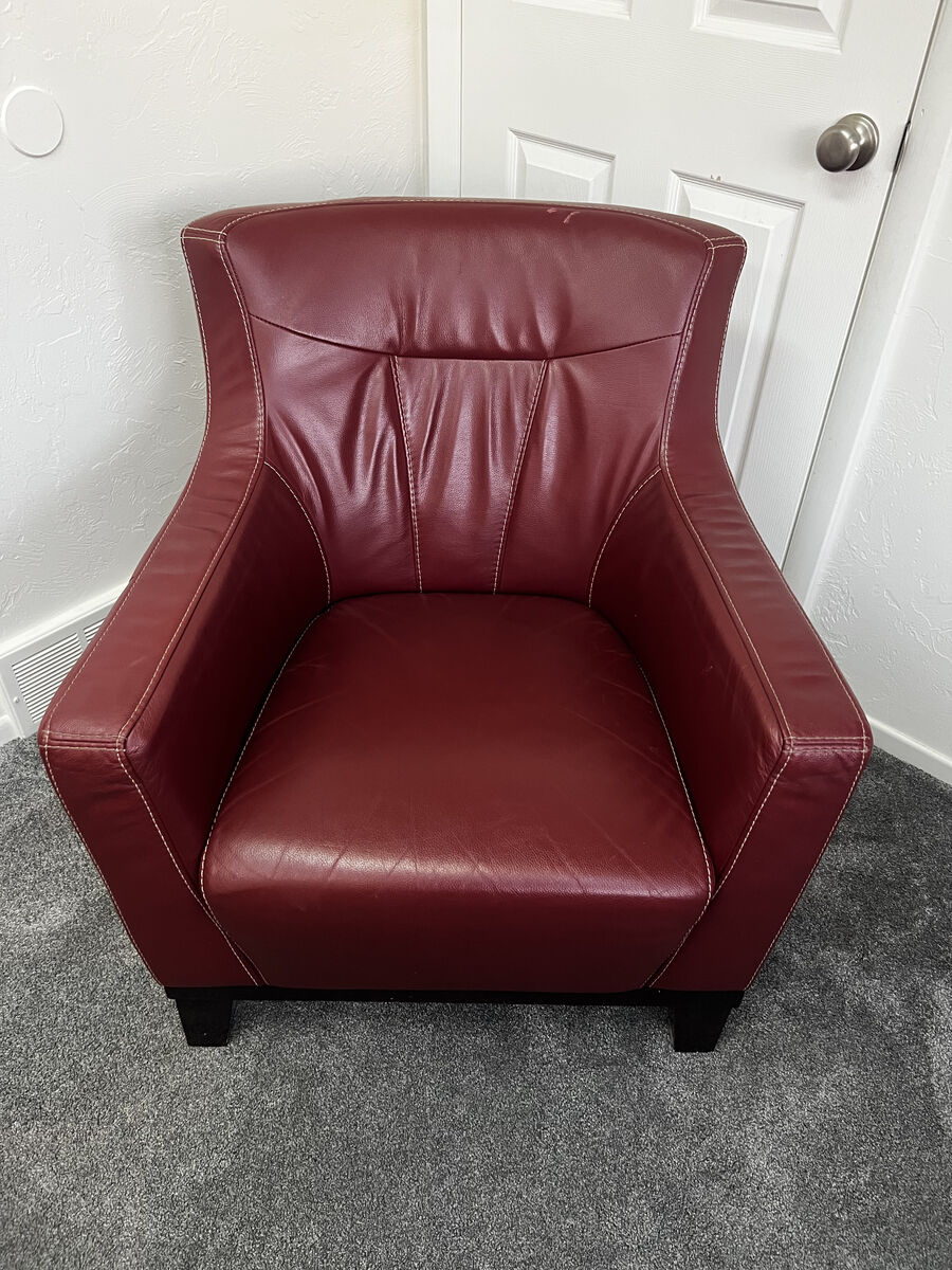 Red Leather Club Chair - $100