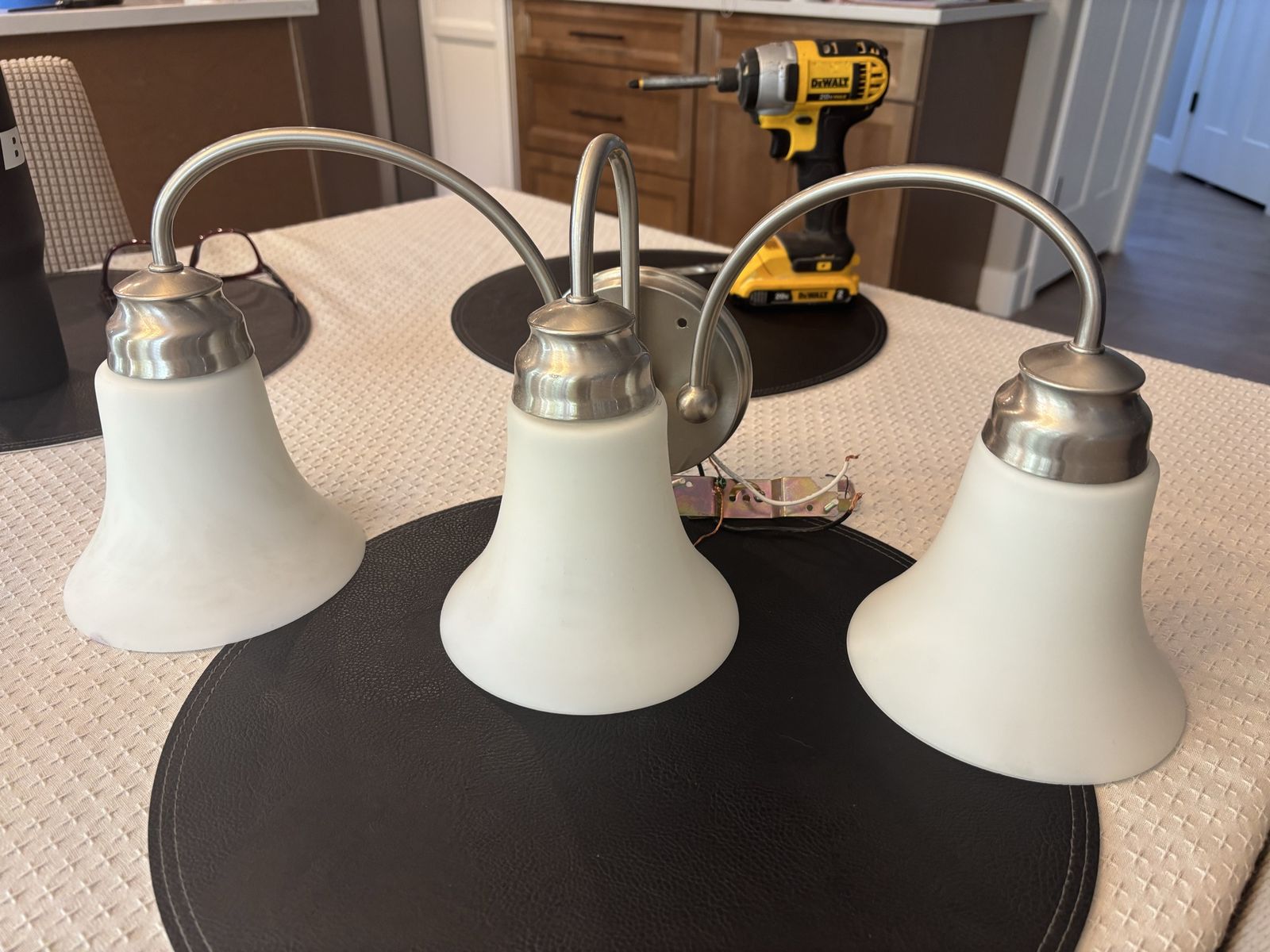 Free Brushed Nickel 3 Light Bathroom Vanity Fixtur