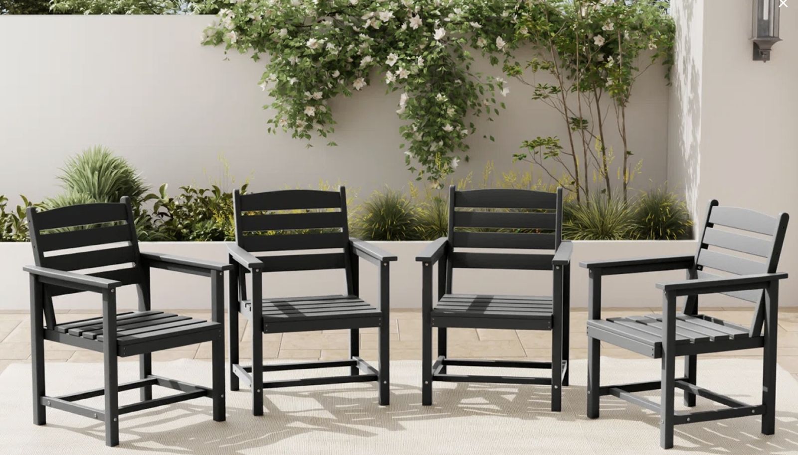 NEW HDPE Dining Chair Set of 4 Black Outdoor chairs Red Barrel Studios