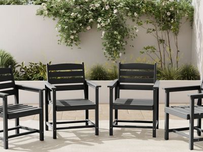 NEW HDPE Dining Chair Set of 4 Black Outdoor chairs Red Barrel Studios