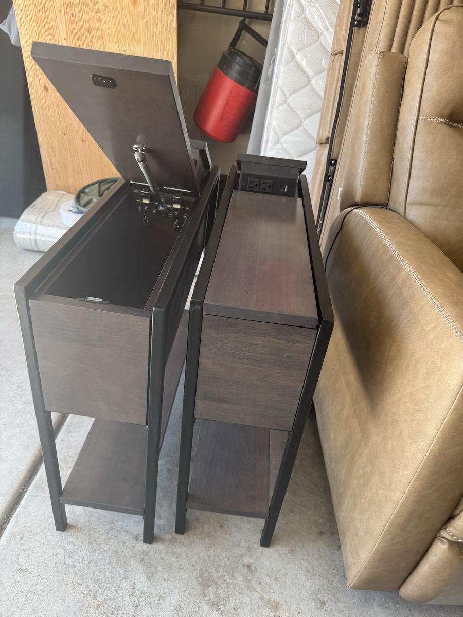 Brand new Pair of Brinkley G Model RV  fifth wheel End Tables w/ Hidden Power Stations & Storage