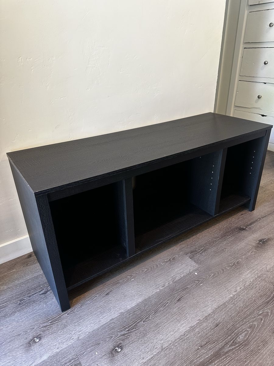 Black Woodgrain 3-Cube Storage Bench/TV Stand