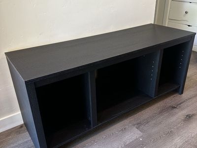 Black Woodgrain 3-Cube Storage Bench/TV Stand