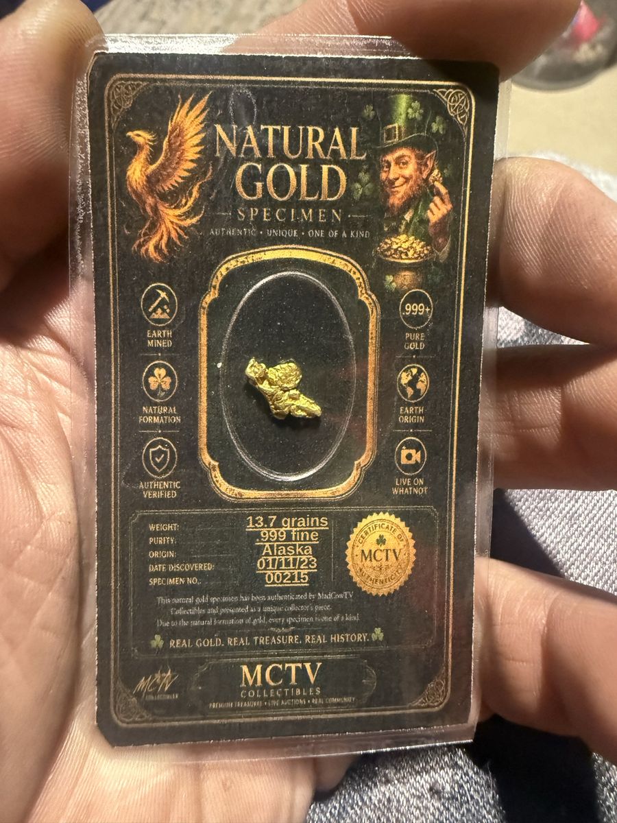 MCTV Natural Gold Specimen - 13.7 Grains, 999+ Pure, Authentic, Certified Collectible Nugget…… I have 6 different sizes.