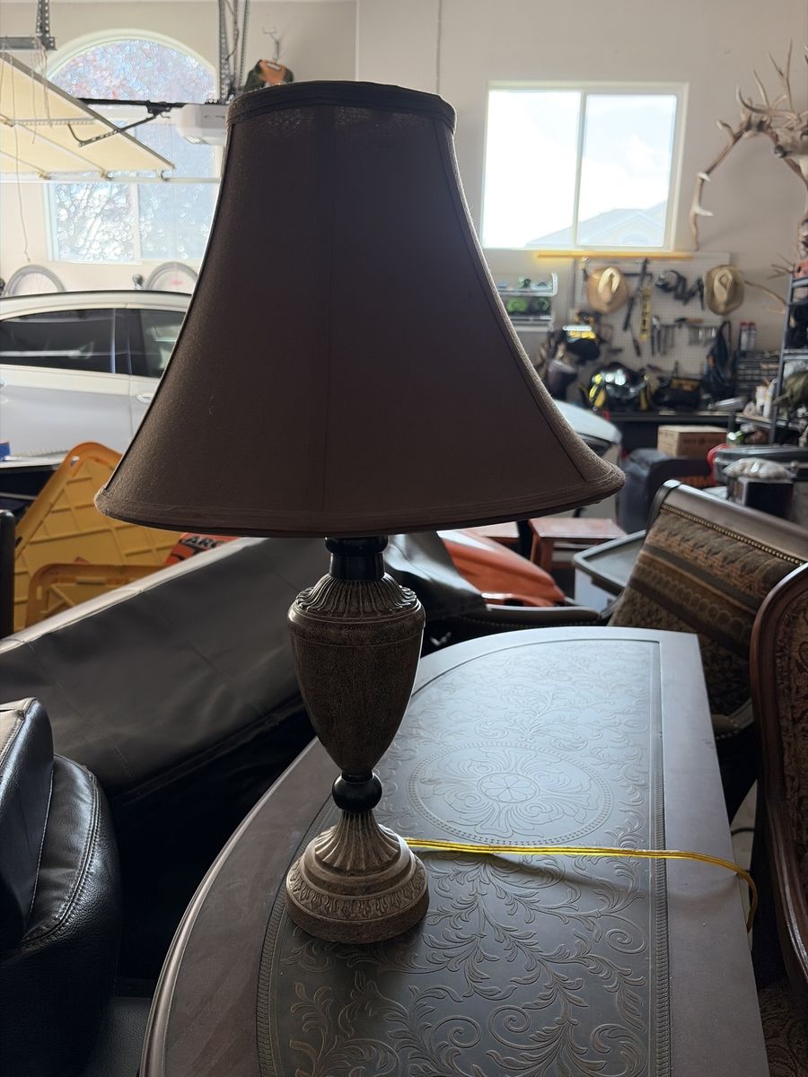 Ornate Traditional Table Lamp with Brown Shade - Vintage Style Decorative Light Fixture
