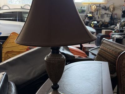 Ornate Traditional Table Lamp with Brown Shade - Vintage Style Decorative Light Fixture