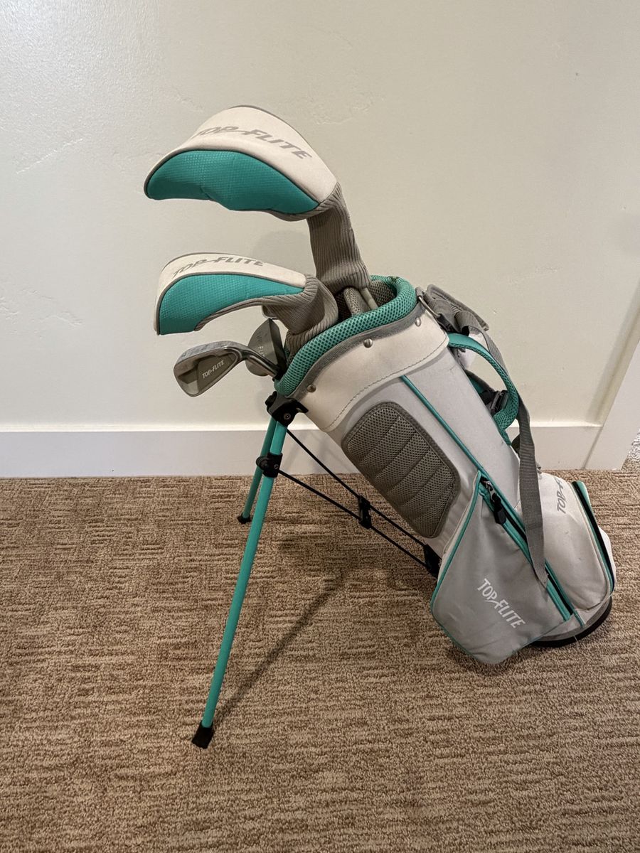 Top Flite Junior Golf Club Set with Stand Bag — Teal/White/Gray