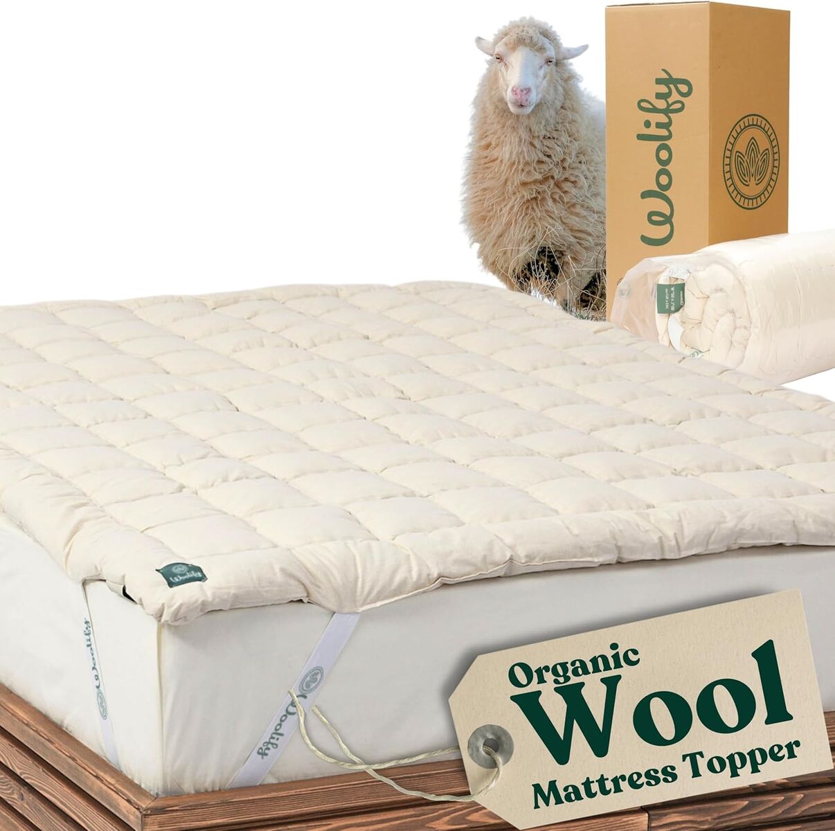 Organic Merino Wool Mattress Topper - Luxury Pillow Top Mattress Pad