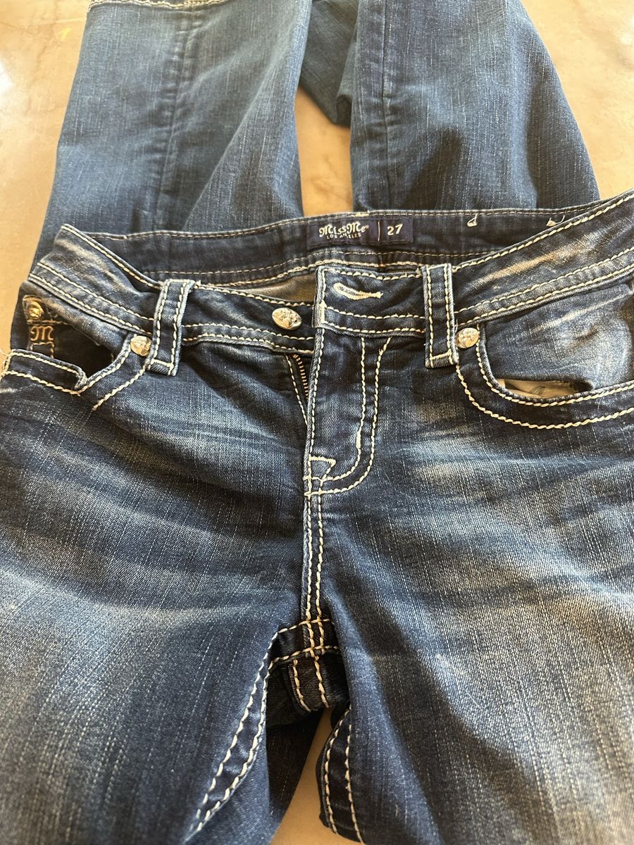 Miss Me Women's Size 27 Embellished Bootcut Jeans - Dark Wash Denim