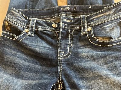 Miss Me Women's Size 27 Embellished Bootcut Jeans - Dark Wash Denim