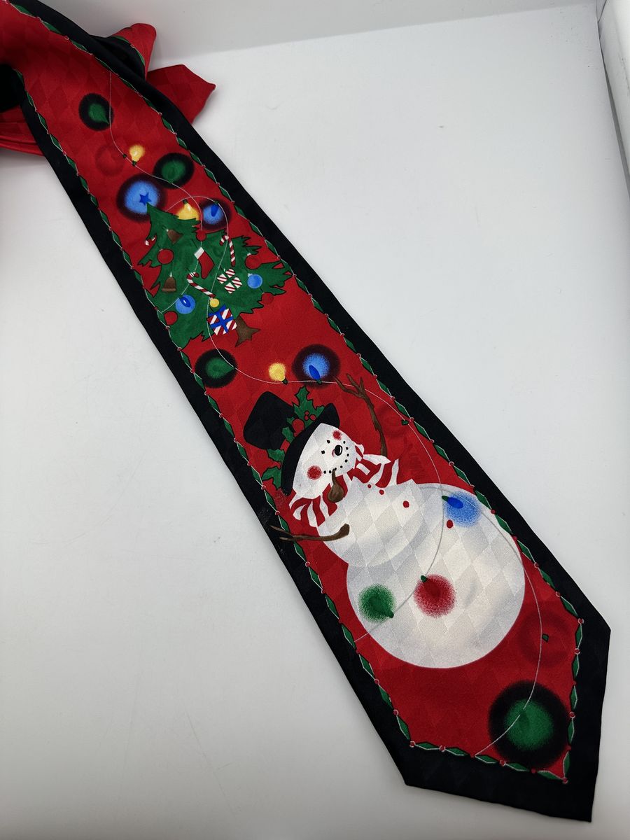 Hallmark Cool Yule Snowman Christmas Holiday Necktie Men's Novelty Tie Vintage