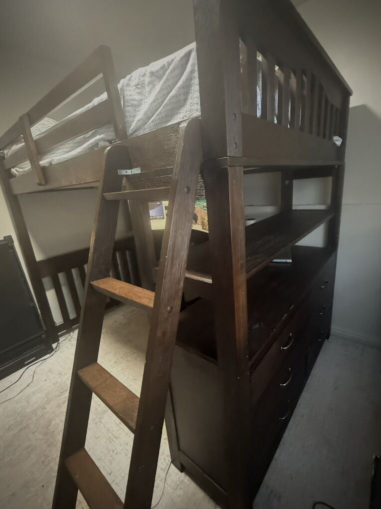 Full Size Loft Bed With Desk And Dresser
