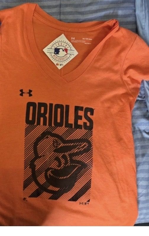 Under Armour Baltimore Orioles V-Neck Tee - Women's XS/S Orange MLB Genuine Merchandise NWT