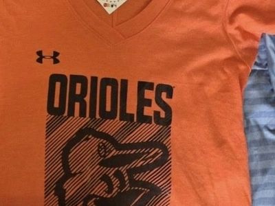 Under Armour Baltimore Orioles V-Neck Tee - Women's XS/S Orange MLB Genuine Merchandise NWT