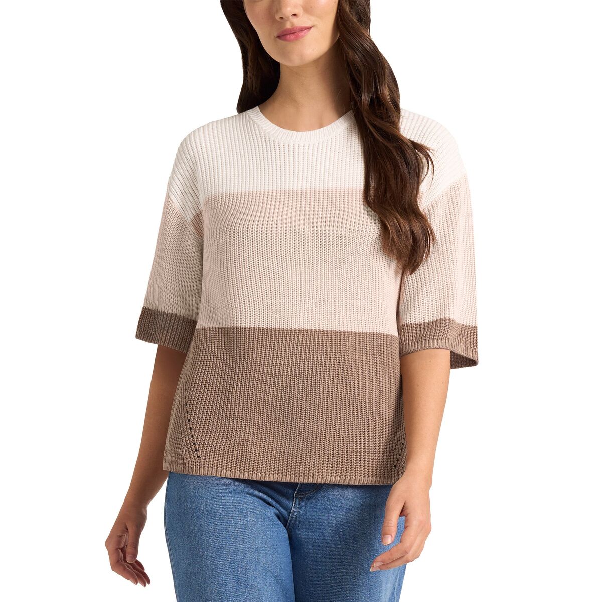 Matty M Women's Elbow Sleeve Color Block Sweater 1886388 #104209
