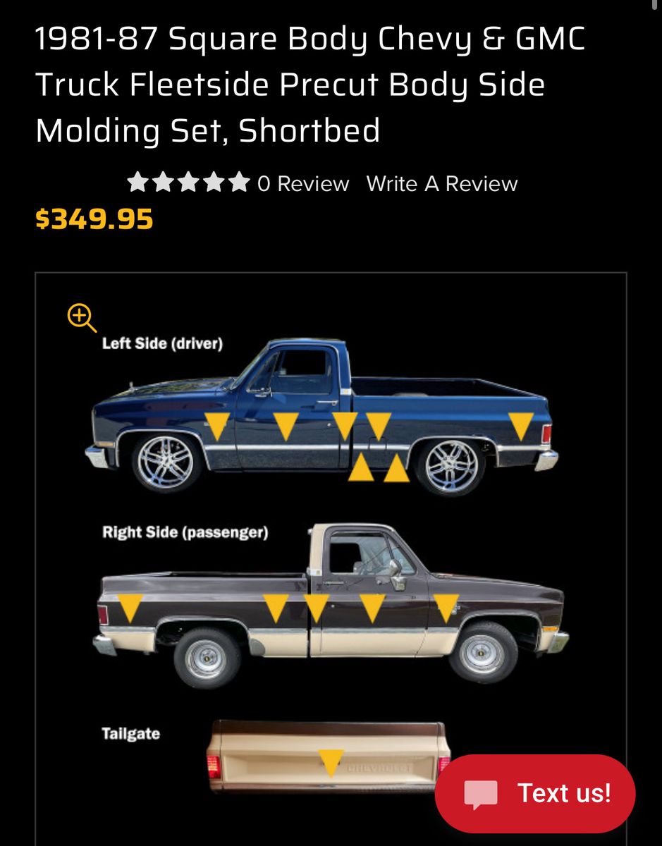 1981-87 Chevy/GMC Square Body Precut Body Side Molding Set