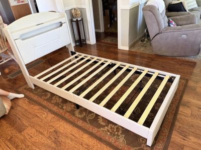 Twin Upholstered Bed Frame with Storage Headboard