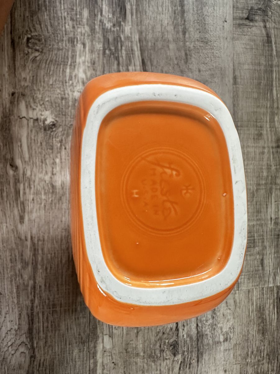 Vintage Fiesta Pitcher, Orange Glaze, Made in USA