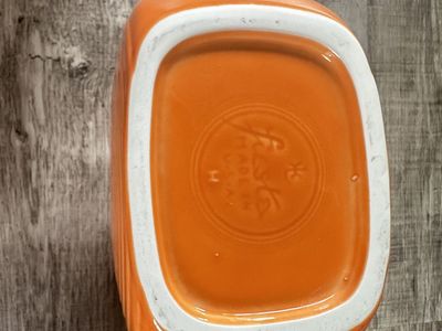 Vintage Fiesta Pitcher, Orange Glaze, Made in USA