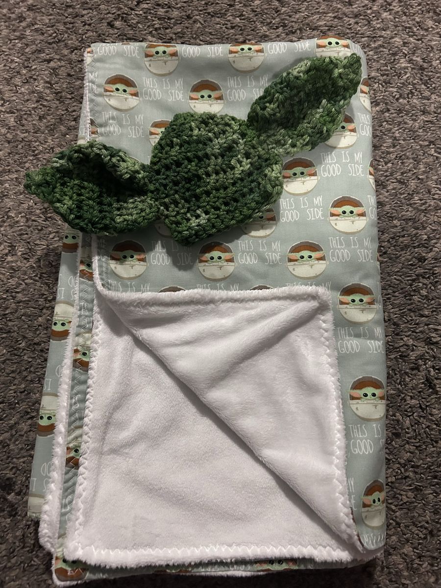 Handmade baby blanket and hat
