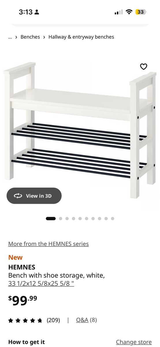 IKEA hemnes shoe bench gray color