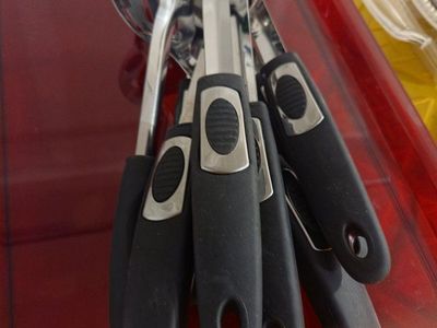 Stainless Steel Kitchen Utensils Set with Black Comfort Grip Handles