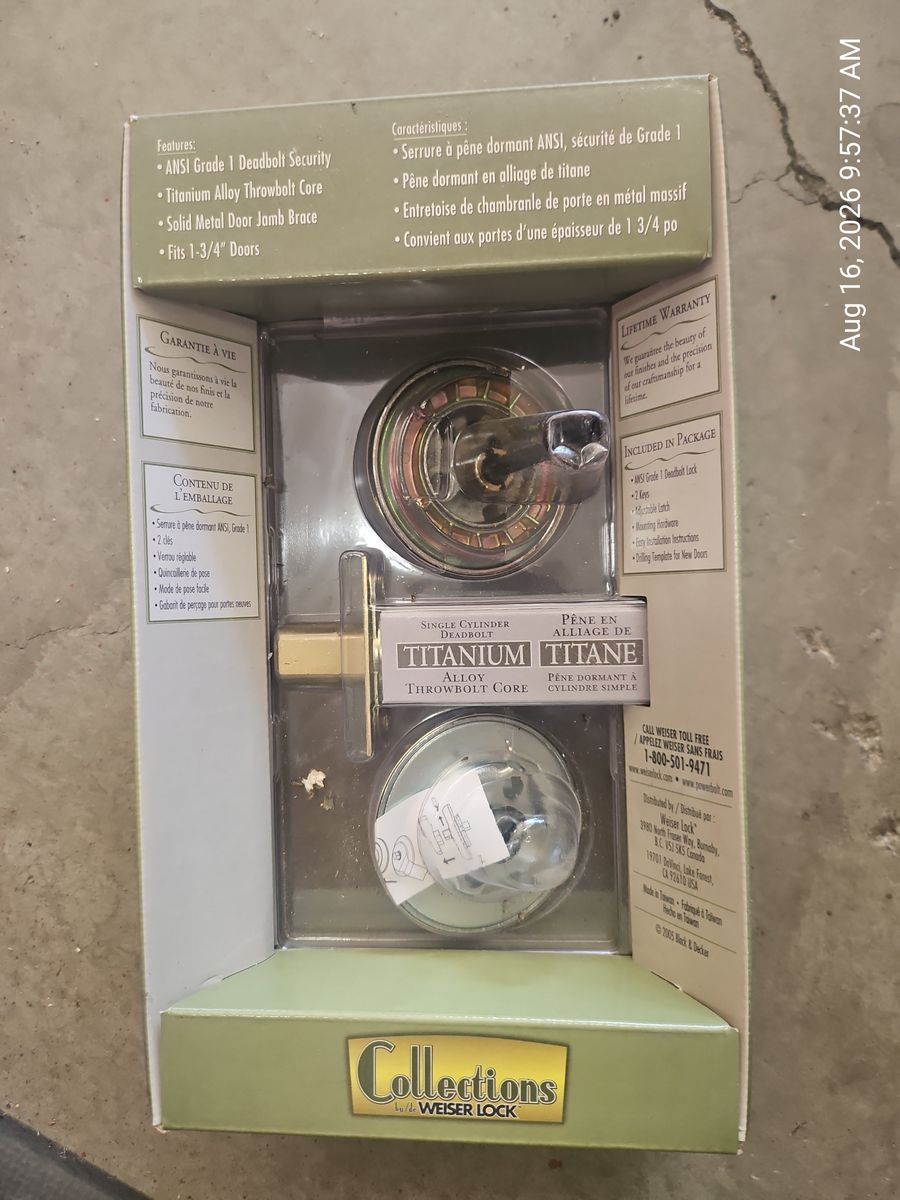 Vintagee Weiser Lock Collections Single Cylinder Deadbolt Titanium Alloy Core