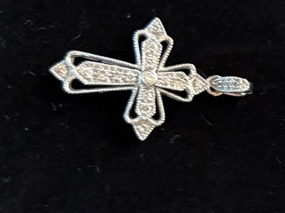 White gold & Diamond Cross Pendant - Elegant Religious Jewelry