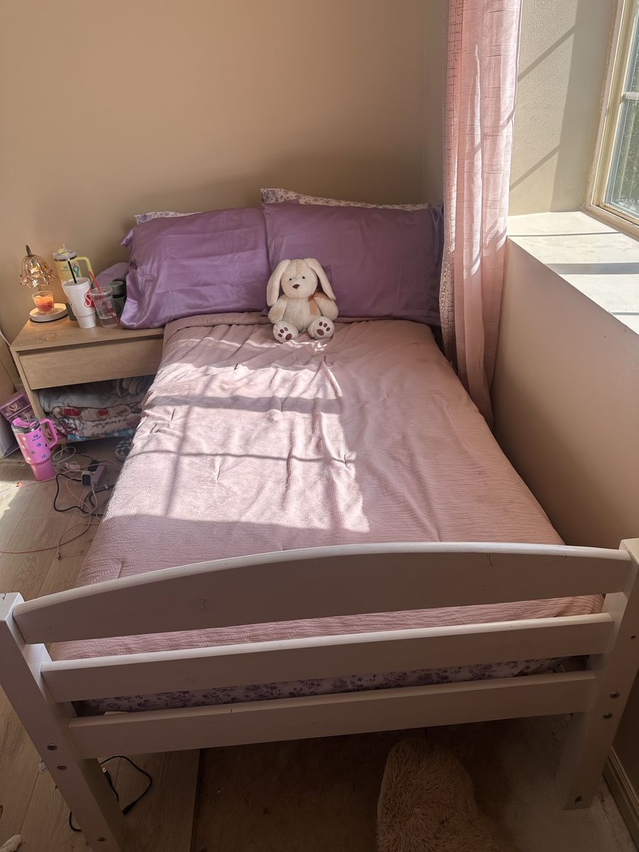 Twin bed frame and mattress