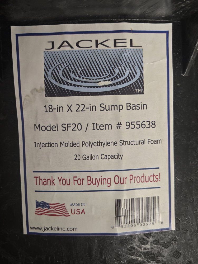 Jackel 18x22" SF20 Sump Basin
