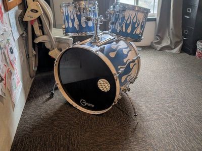 Blue Flame Drum Set - 3-Piece Kit with Bass Drum and 2 Toms.