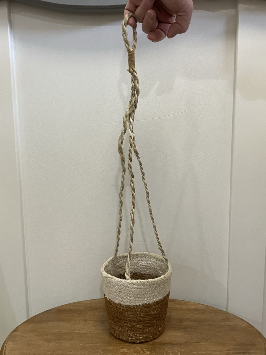 Boho Woven Hanging Planter Basket with Plastic Liner
