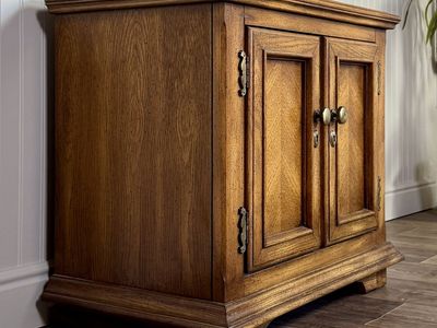 Vintage Parquet Herringbone Mediterranean-Style Nightstand