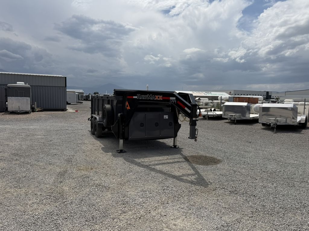 2026 RawMaxx 7x16 20k LPX Low-Pro 13lb I-Beam Gooseneck Telescopic Dump Trailer