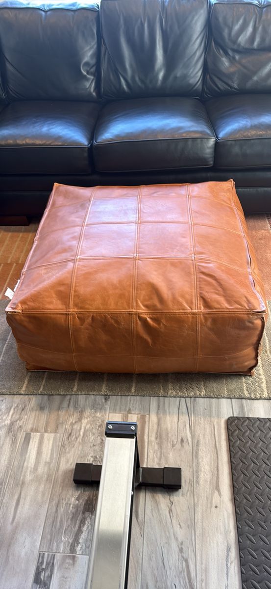 Brown Leather Ottoman