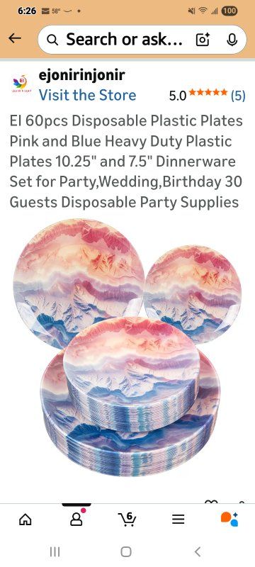 New in Box! 60-Piece Plastic Dinnerware