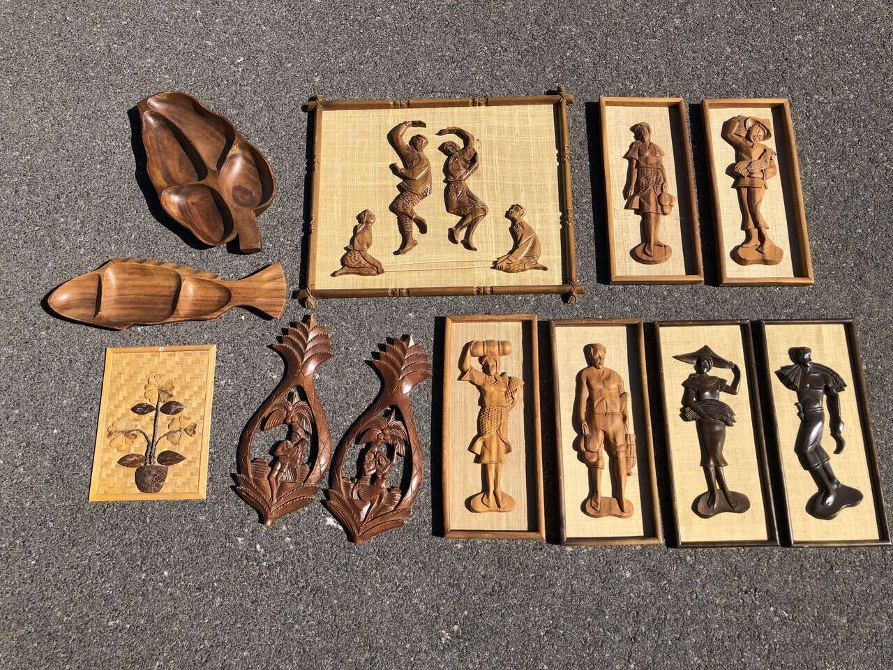 Mid Century Modern TIKI Madness! Lots of great teak vintage goodness. Rattan bamboo monkeypod  MCM