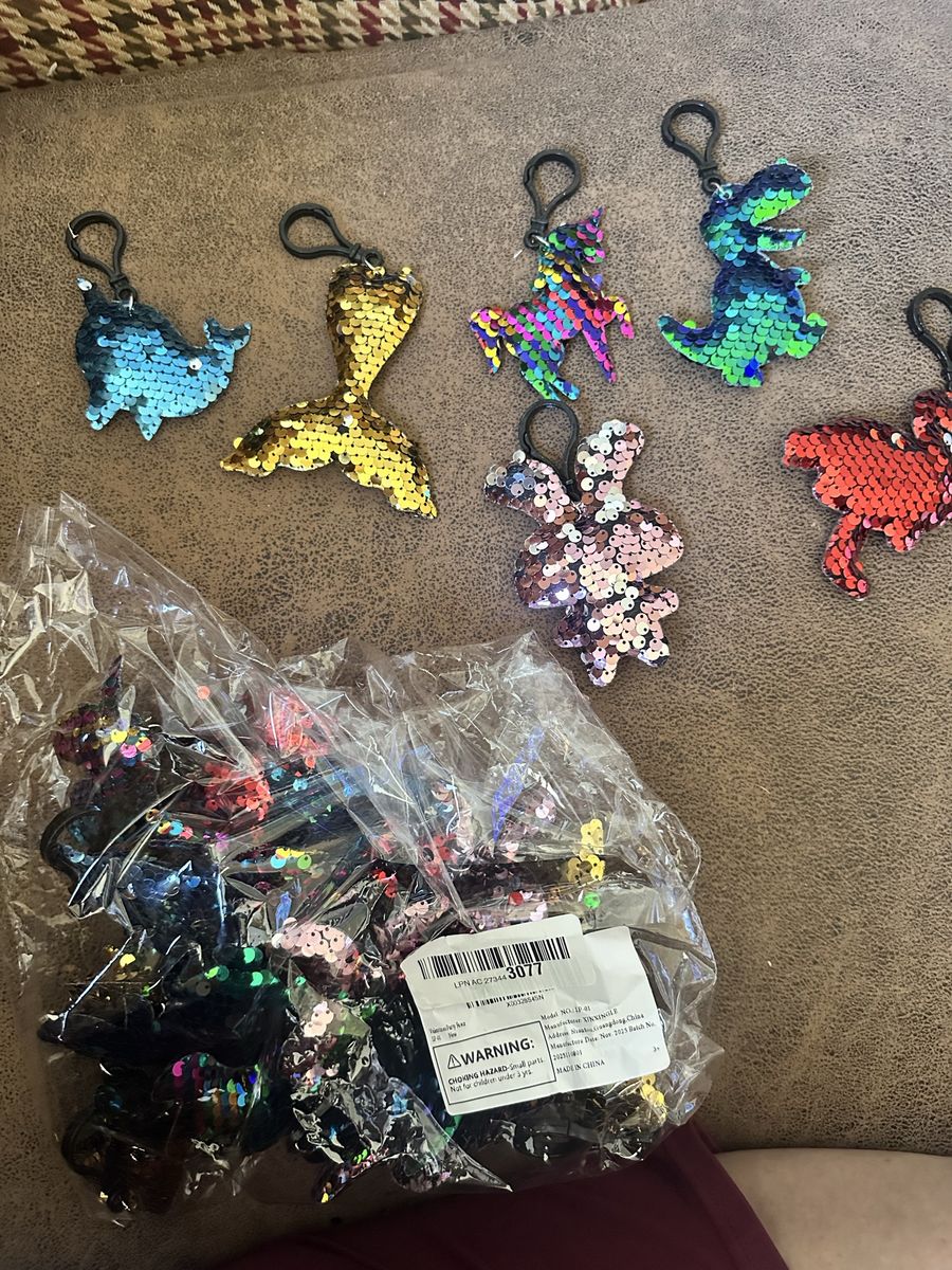 Sequin animal key chains/party favors