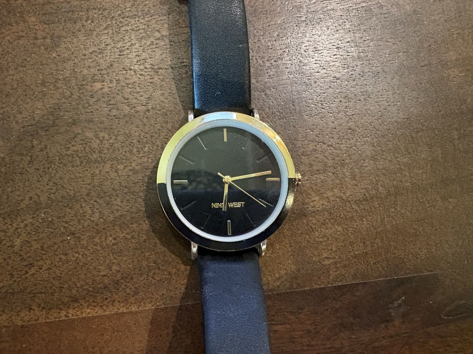 Black & Gold Nine West Watch w/ Black Band