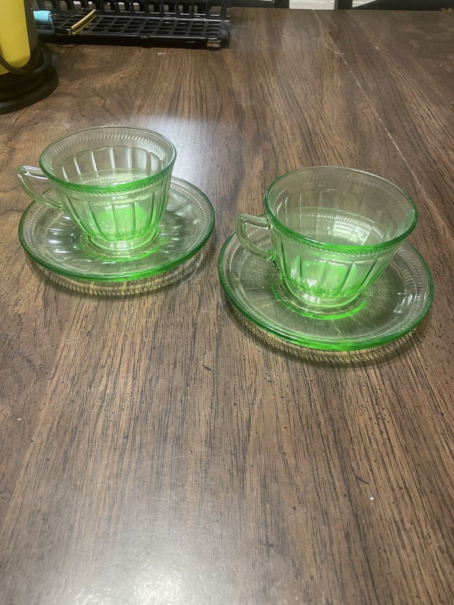 Uranium glass teacups